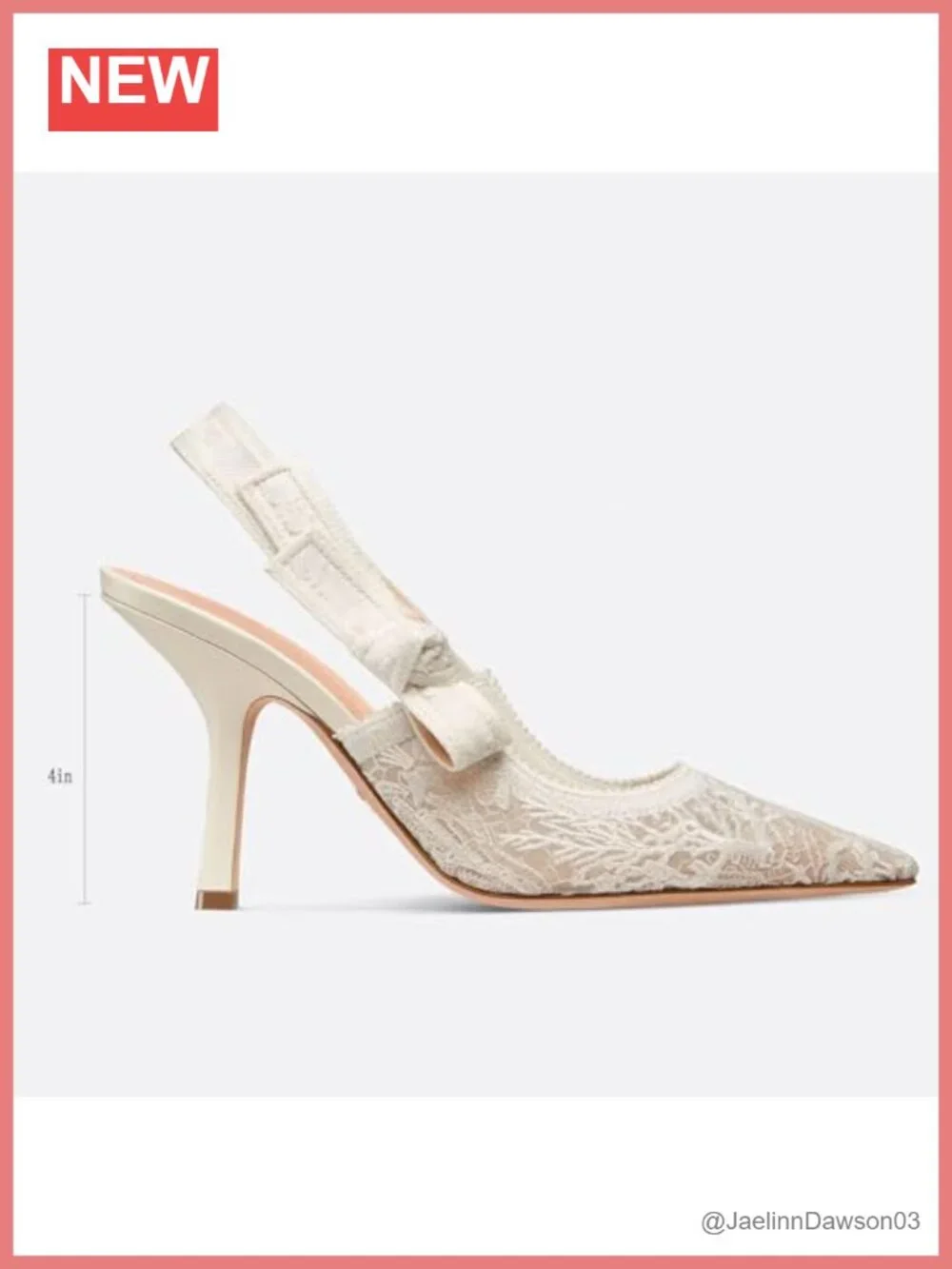 Women's Lace Bow Slingback Stiletto Heels Pointed Toe Closed Back Bridal Party